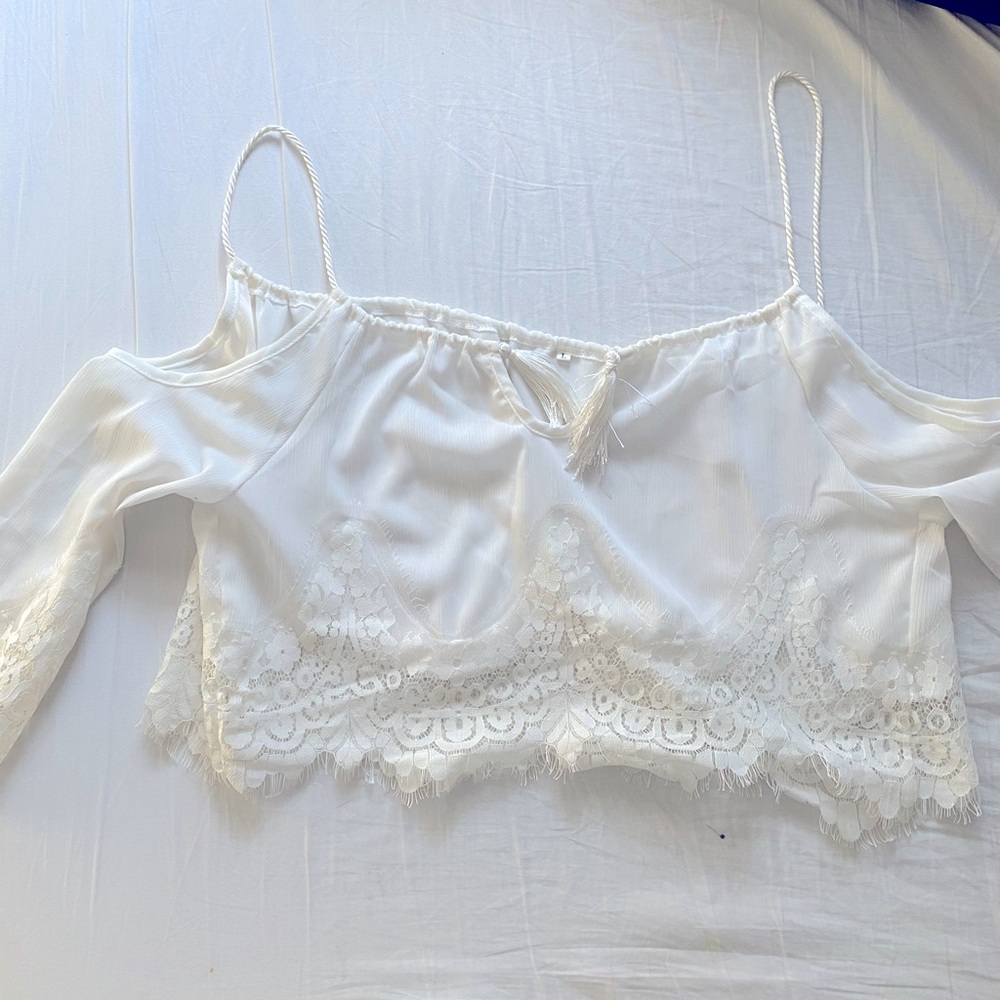 Lace off the shoulder crop top